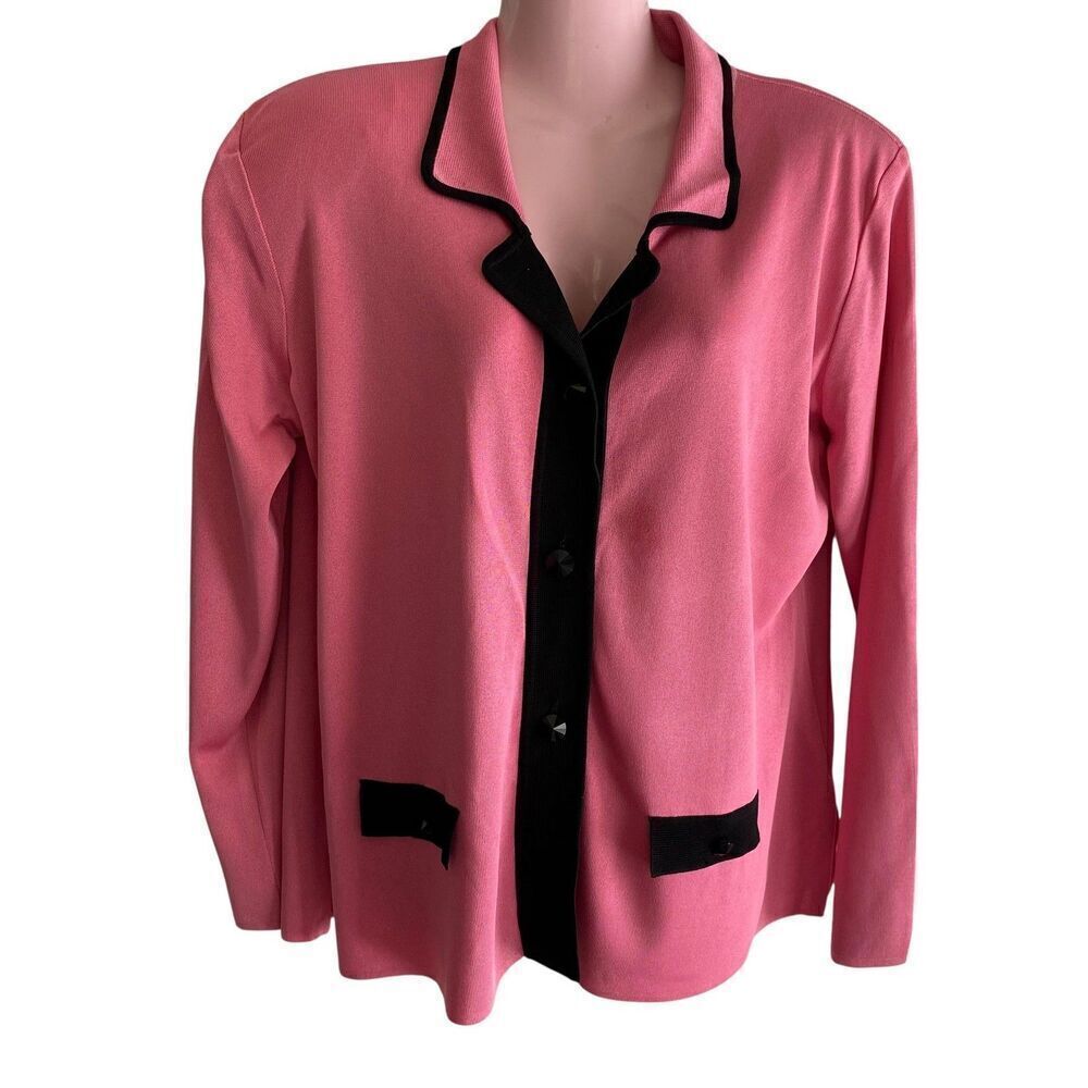 Exclusively Misook Cardigan Womens Large Button Up Jacket Shoulder Pads Knit
